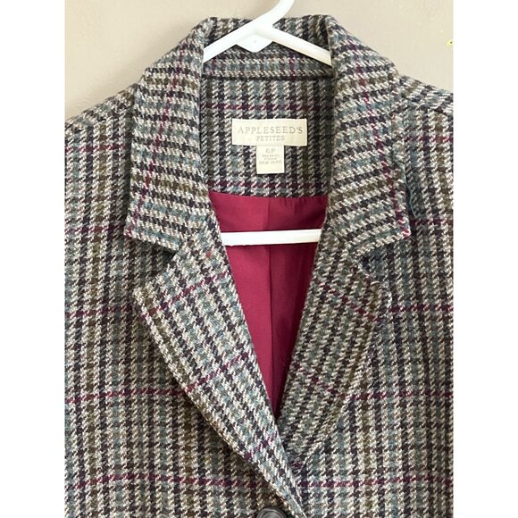 Appleseeds Blazer Tweed Jacket Waist Accent Elegant Preppy Academia Womens 6 - Picture 5 of 12